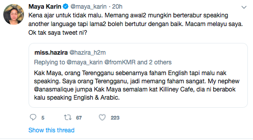 Tweet Maya Karin 