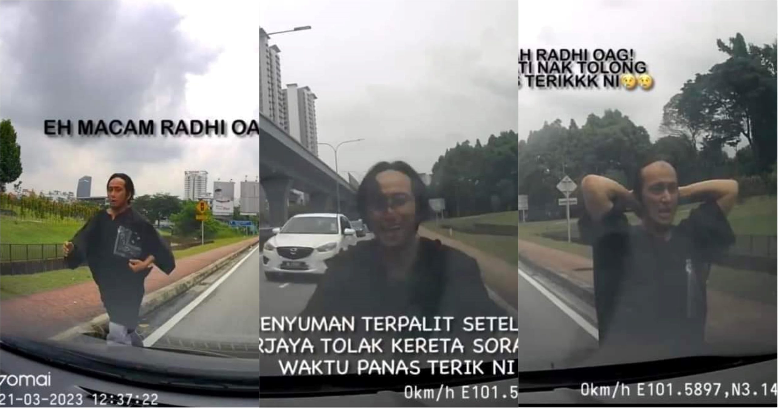 [video] Radhi Oag Tolak Kereta Rosak Tengah Jalan Raya Dipuji